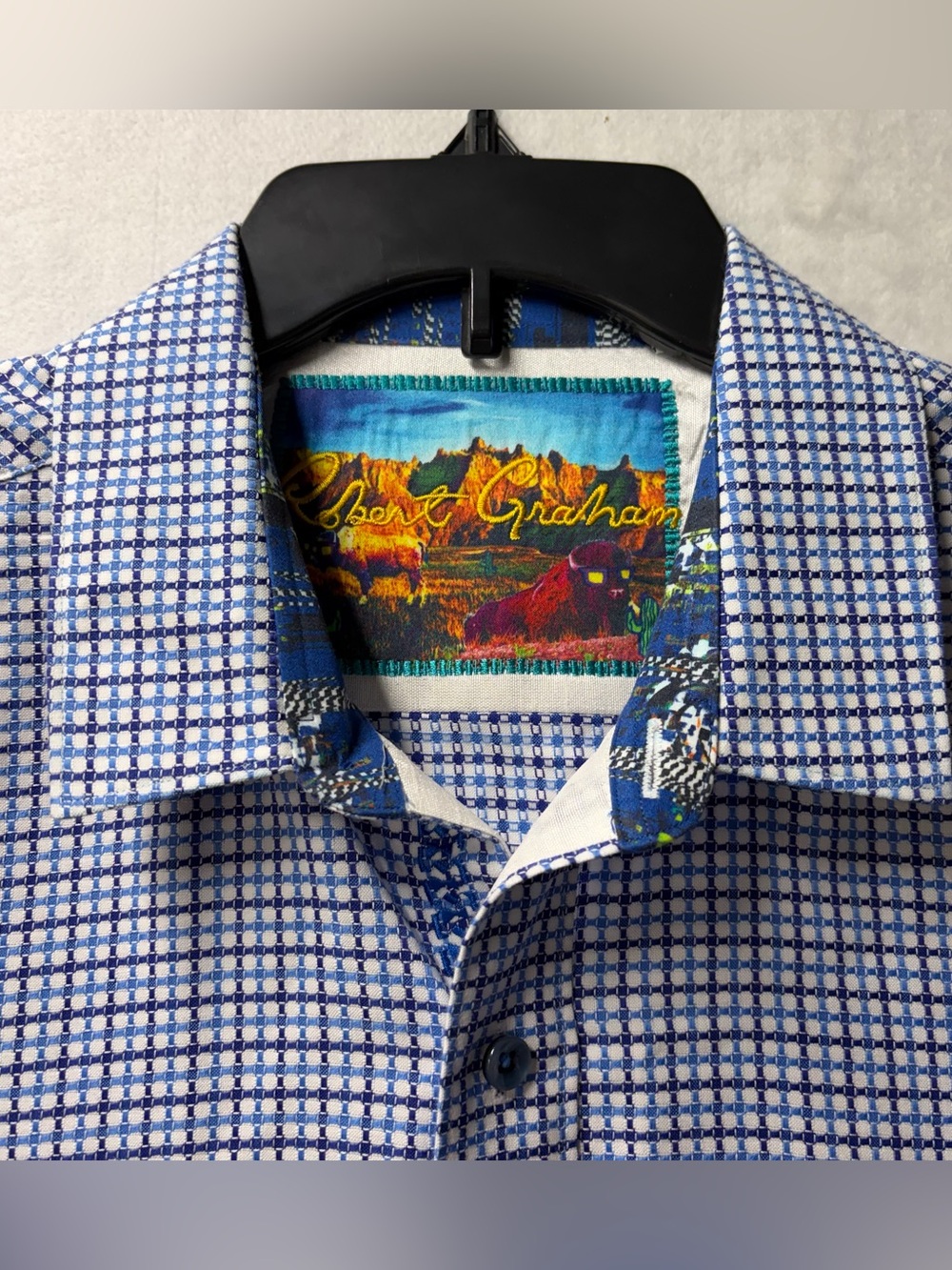 ROBERT GRAHAM Flip Cuff Woven Long Sleeve Button Down Shirt Mens Size Large